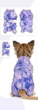 Lukovee Dog Recovery Suit Purple Tie Dye Post-Operative One Piece - Extra Small